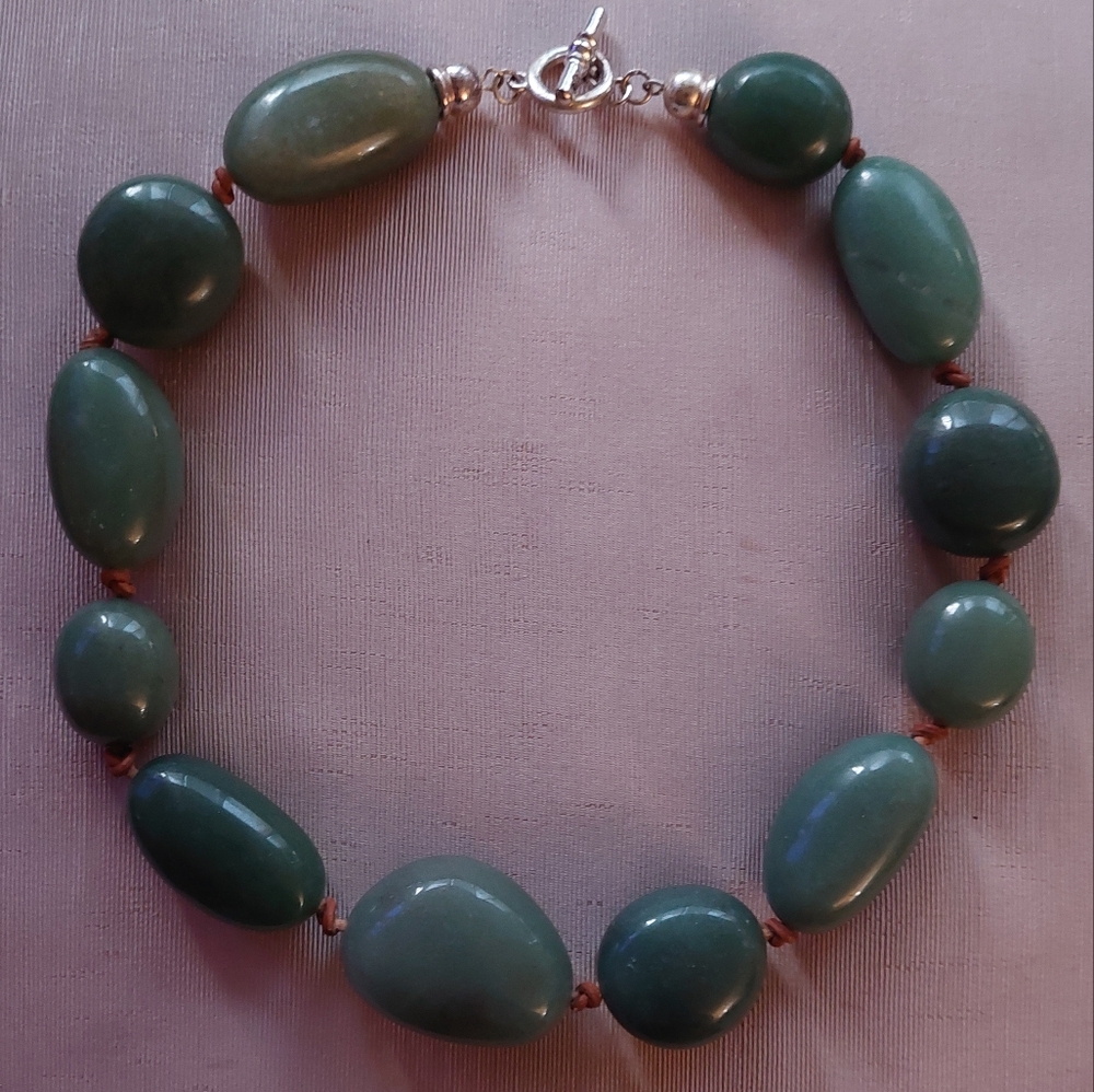 LAUREN RL Green Beaded Necklace 21" Natural Stone Aventura